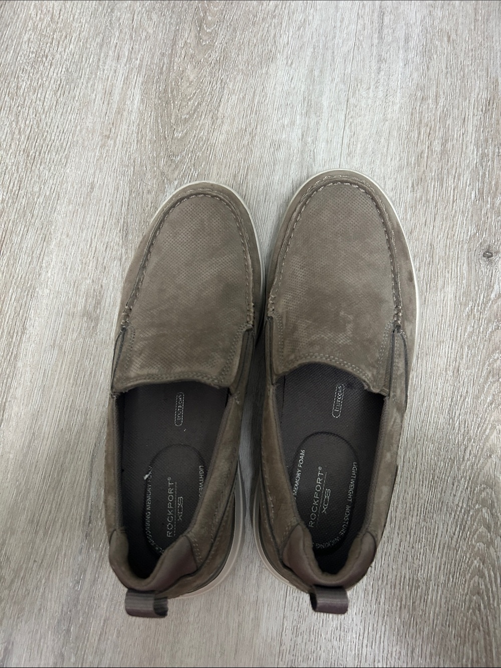 Rockport Men’s Taupe Slip-On Suede Loafers